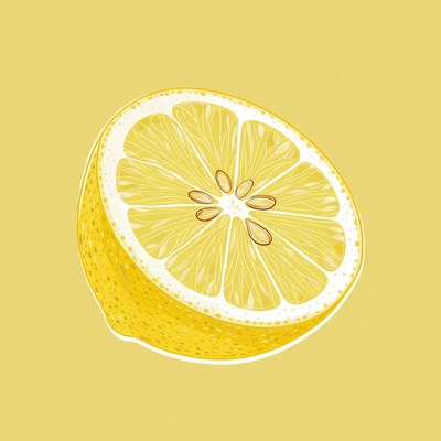 Fresh lemon on yellow background