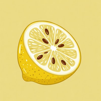 Fresh lemon cut in half on yellow background