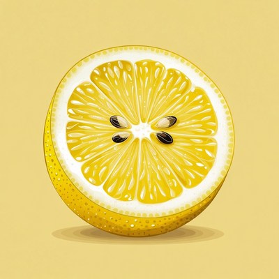 Sliced lemon on plain background