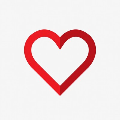Red heart symbol on white background