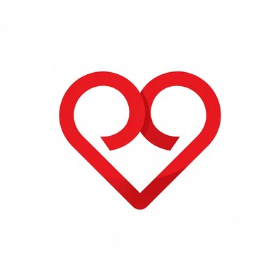 Red heart symbol design made of curves