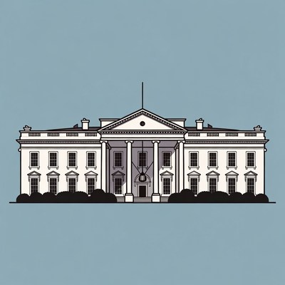 White house illustration in simple style