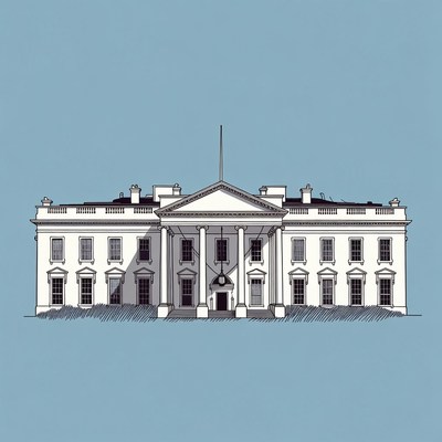 White house building sketch with clear details