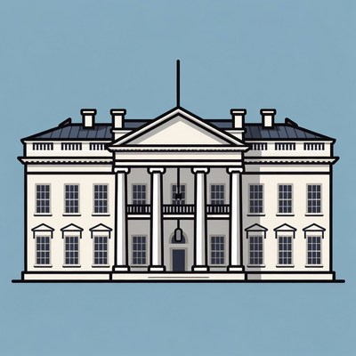 White house building in illustration style