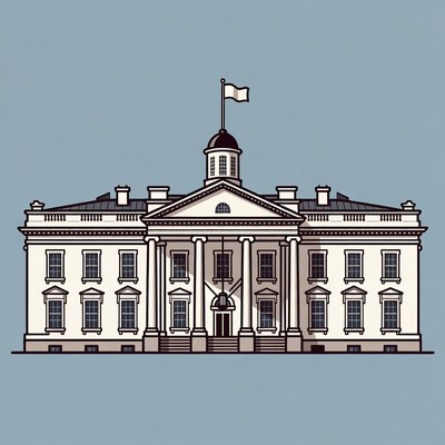 White house in simple outline style