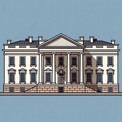 Building with large columns and steps