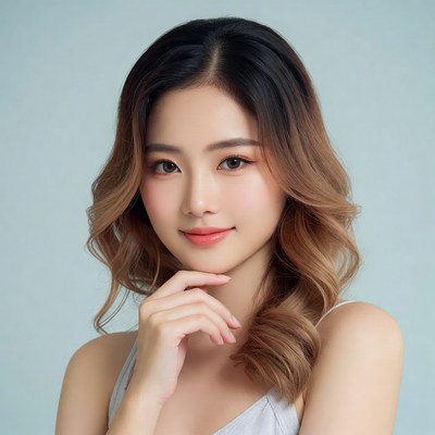 Woman posing with soft smile indoors