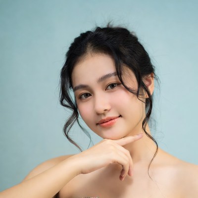 Portrait of a young woman smiling softly