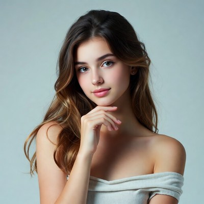 Young woman posing with hand on chin