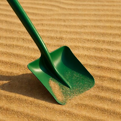 Shovel moves sand on dunes