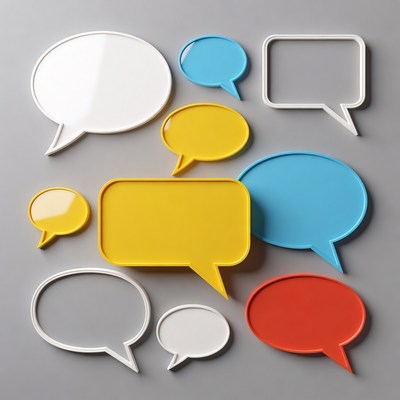 Colorful speech bubbles on gray background