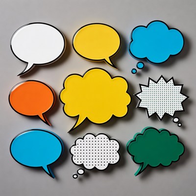 Different speech bubbles in various colors