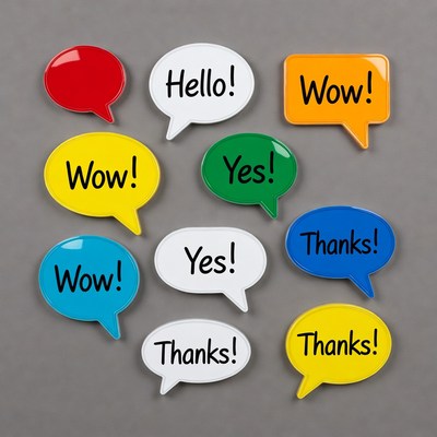 Colorful speech bubbles with text