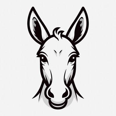 Donkey head sketch in black and white