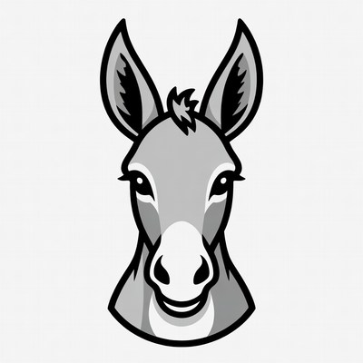 Donkey head illustration in black and white