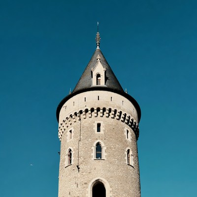 Tall stone tower under clear blue sky