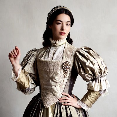 Elegant woman posing in vintage dress