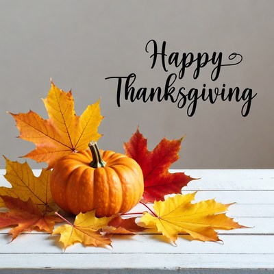 Pumpkin and autumn leaves for thanksgiving