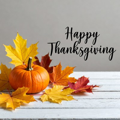 Celebrate thanksgiving with pumpkin and leaves