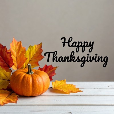 Thanksgiving pumpkin and leaves decoration