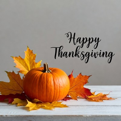 Pumpkin and leaves for thanksgiving