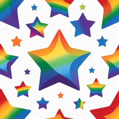 Colorful stars on white background display