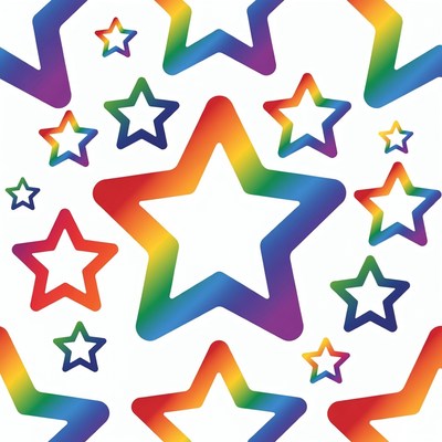 Colorful star patterns on white background