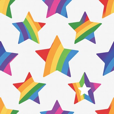 Colorful stars in a repeated pattern