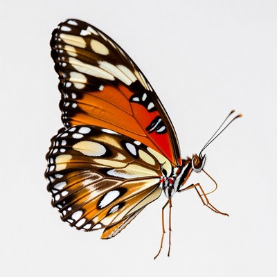 Butterfly resting on white surface