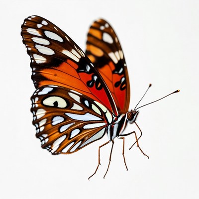 Butterfly with orange wings in flight