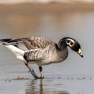 Bird wading in shallow water