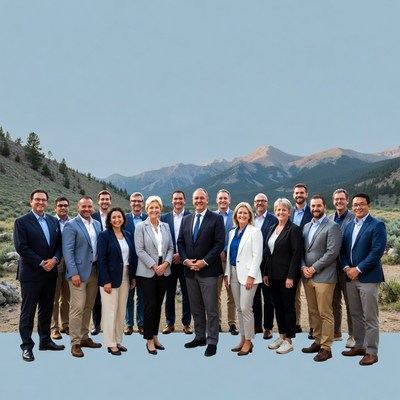 Group in front of mountains