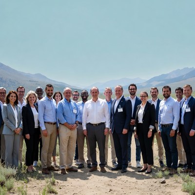 Group photo at mountain retreat event