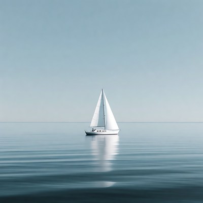 Sailboat on calm water at midday