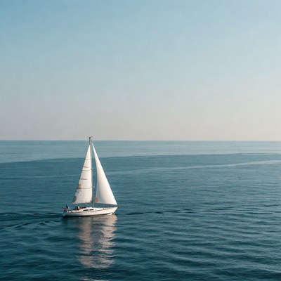 Sailboat on calm sea journey