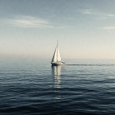Sailboat gliding on calm water