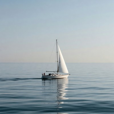 Sailboat gliding on calm water