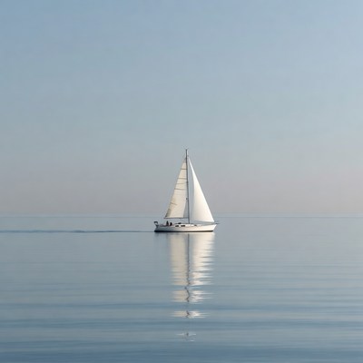 Sailboat on calm water during sunset