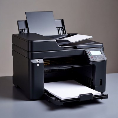 Printer with paper tray open
