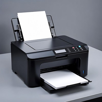 Printer on desk ready for use