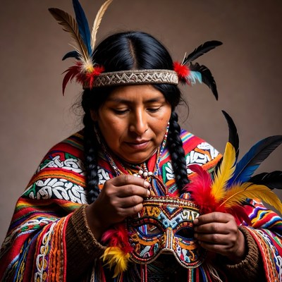 Woman crafts traditional mask in workshop