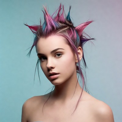 Creative hairstyle with colorful spikes