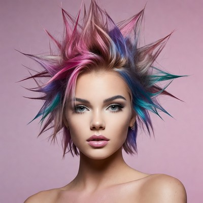 Bright hair design with spikes and colors
