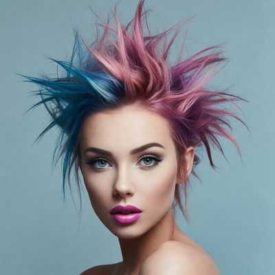 Woman with colorful spiked hair