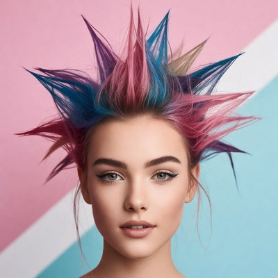 Young woman with colorful spiky hair