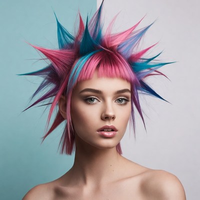 Stylish punk hairstyle with bright colors