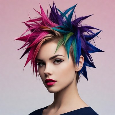 Creative hairstyle with vibrant colors