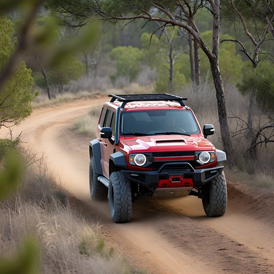 Off-road driving on dirt trail