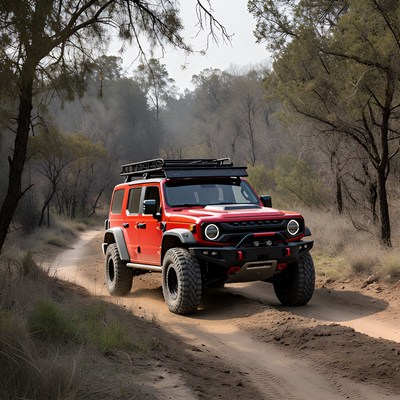 Off-road vehicle driving in forest