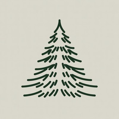 Simple pine tree illustration design in green